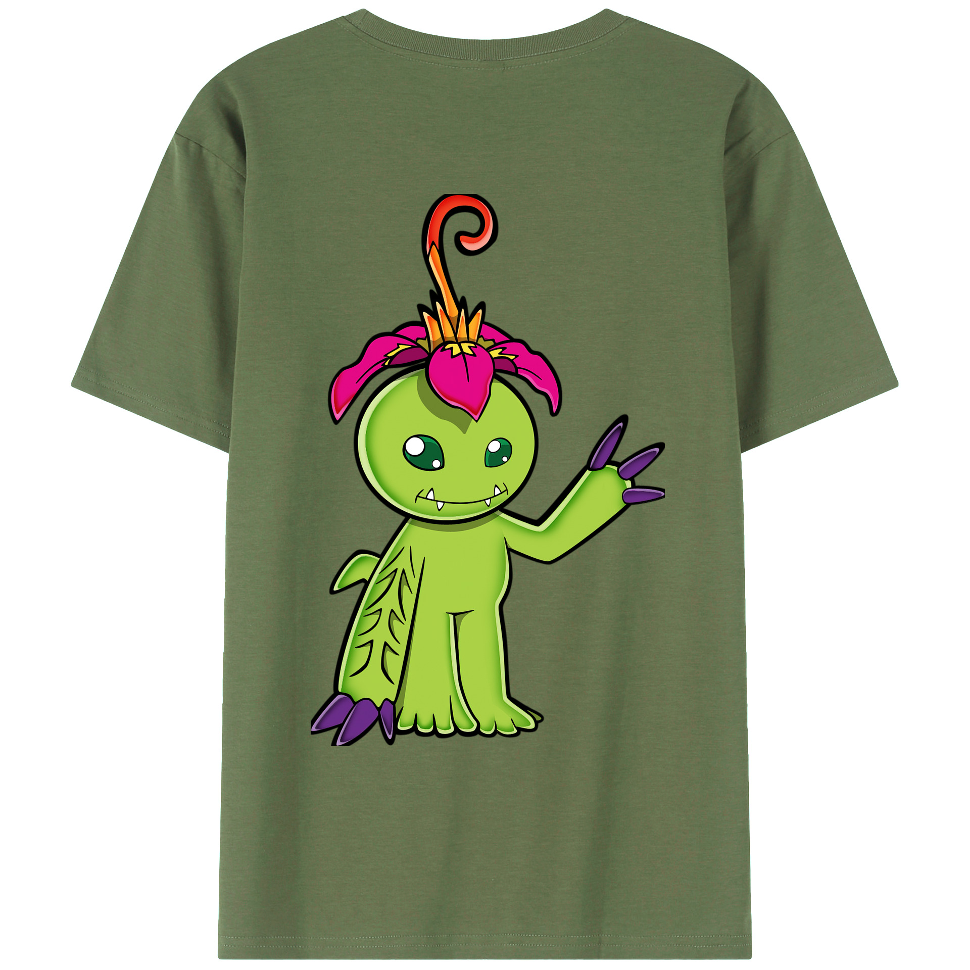 （画像用） Digimon デジタルモンスター/デジモン 綿100％ メンズ半袖Tシャツ（バックプリント） 通気性